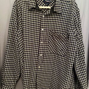 Plaid Black and White Casual Button Down Shirt